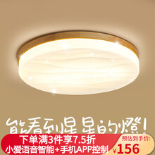 一品木阁 简约日式卧室灯房间灯led吸顶灯北欧原木温馨儿童灯书房阳台灯小米小爱智能语音控制灯具 A款φ40㎝ 30瓦 适用8-13㎡ 三色光