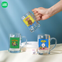 LINE FRIENDS 布朗熊啤酒杯 卡通动漫大容量玻璃啤酒杯烧酒杯夏日扎啤杯 扎啤杯3P(12.2CM) LINE FRIENDS