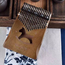拇指琴卡林巴琴 手指琴拇指钢琴初学者便携式学生乐器带琴谱音贴 17音松木木马复古色