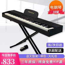 LOUDAN 电钢琴88键 电子钢琴  便携式电子钢琴88键成人儿童幼师智能电钢琴 88键  纯电钢琴黑色 【重力款】赠学习礼包-X架