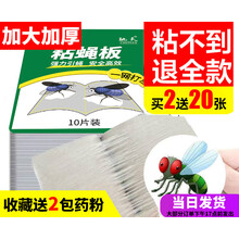 驰天 粘蝇纸苍蝇贴强力粘蝇板杀手神器沾蝇蚊子灭蝇子捕捉器家用一扫光 强力粘胶 【50张装】加2包苍蝇诱饵