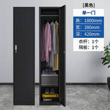 铁豹单门更衣柜铁皮柜文件柜储物柜带锁收纳柜鞋柜换衣柜员工柜存包柜 黑色单1门 加厚