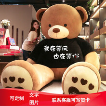 特大号大熊毛绒玩具女孩布娃娃泰迪熊猫公仔定制刻字一米八熊娃娃送女朋友陪睡玩偶床上睡觉抱枕女生生日礼物 浅棕我在等风也在等你 80厘米【玫瑰+代写贺卡】