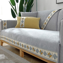 FOOJO  四季通用棉麻布艺防滑透气沙发垫 灰色90*160