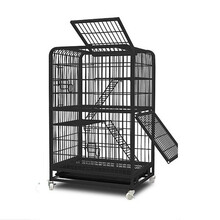 智汇 猫笼猫别墅加粗大号三层方管猫笼子猫别墅猫舍猫房子繁殖笼子幼猫成猫通用宠物店医院大型猫窝咪用品 三层带侧门+天窗（64*48*102） 黑色带天窗可移动