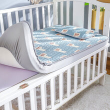婴儿床笠 婴儿床床笠加厚春秋宝宝幼儿园保护儿童拼接床罩床单可定制 小盒蓝色 56*100*8cm(单床笠)