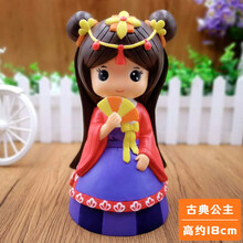 儿童手工彩绘石膏娃娃diy涂色搪胶存钱罐男女孩绘画公司活动玩具 女款1高约18cm【12色颜料2只画笔1个调色盘]