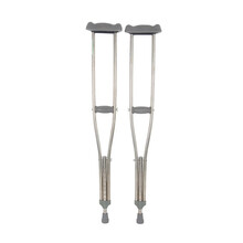 残疾人铝合金腋下拐杖 双拐加厚加固超轻便携老人助行器骨防滑高度可调拐棍腿受伤折可伸缩不锈钢助步器腋拐 灰色不锈钢（较重结实） 中号单支装（150-175cm）