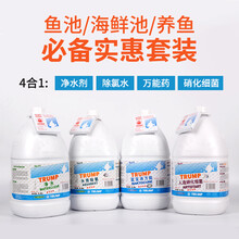皇牌鱼宝药水疾病治疗鱼药鱼池锦鲤烂身杀虫白点蒙眼药 鱼池海鲜池维护套餐4支/3.8L