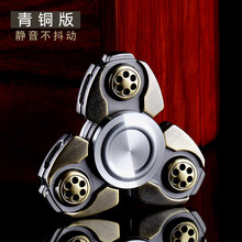 赟娅指尖陀螺夜光发光超长时间高速手指陀螺高级指间手指静音金属三角三叶螺旋合金减压玩具夜光解压神器 标准版CKF 超静音不抖动【青铜色】