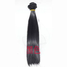 萝莉洋娃娃直发改装BJD娃娃手工制作20cm发排 巴芘娃娃改装假发 2#黑色 +发套(留言尺寸)