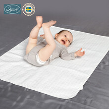 爱孕婴儿隔尿垫 防水透气可洗宝宝垫隔尿垫大号 利休格白70*90cm【排汗速干款】