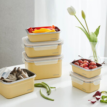 乐扣乐扣LOCK&LOCK不锈钢保鲜盒 密封冰箱厨房储存收纳盒水果零食学生带饭餐盒600ml