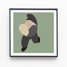 dprints迪品 现代轻奢客厅装饰画艺术限量版画卧室餐厅玄关装饰字画创意版画《追风的人》 黑色铝框 362*362 mm