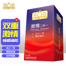 第六感 避孕套超薄激情二合一16只 冰火一体凸点大颗粒安全套女用 螺纹带刺激点情趣狼牙套男用 成人计生用品