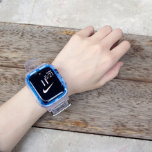 猫牙 iwatch表带冰川限定透明苹果手表watch表带5代3/4/2/1代通用一体 冰川透明 蓝环 40mm