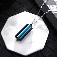 叶音同款迷你口琴项链个性文艺复古情侣项链四孔八音口琴嘻哈吊坠 蓝色圆柱口琴项链