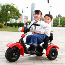 迪士尼儿童电动车儿童电动摩托车三轮车宝宝玩具车电瓶车哈雷儿童摩托车 白色双驱动大电瓶铁充气轮款