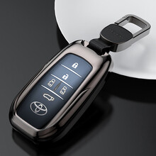 迪加伦 全包金属 丰田埃尔法钥匙套专用进口阿尔法威尔法塞纳19款RAV4荣放汽车高档钥匙包 太空灰+真皮挂扣
