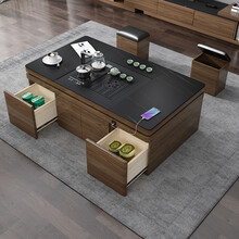 欧卡森 多功能电动升降茶几智能岩板茶几电视柜组合现代带电磁炉功夫茶桌 整装 全自动升降茶几(国产岩板)(E1级密度板)