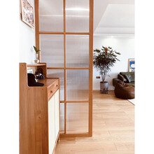 北欧轻奢实木长虹玻璃屏风隔断日式极简瓦楞艺术木框玻璃玄关定做 实木框架+长虹玻璃 整装