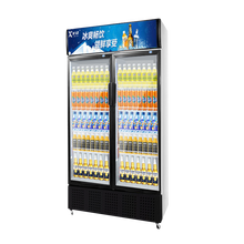 欣飞雪展示柜冷藏柜商用保鲜单门冷饮料柜立式双开门啤酒冰柜冰箱 豪华双门直冷铜管800升-黑白可选