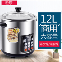 欧康 电炖锅10升  电煲汤锅全自动不锈钢电炖盅快炖隔水炖陶瓷炖盅大容量智能预约熬粥锅养生锅定时保温 12升（含陶瓷炖盅4升）