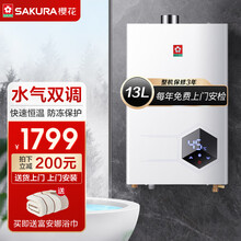 樱花 （SAKUR）M022燃气热水器天然气家用水气双调智能恒温防冻抗强风强排式 JSQ25-M022(水气双调13L)