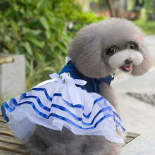 小狗狗衣服春夏装薄款泰迪比熊博美小型犬宠物夏季公主连衣裙子潮 新款色丁蓬蓬裙B1-蓝色 L码(建议6.0-8.5斤)