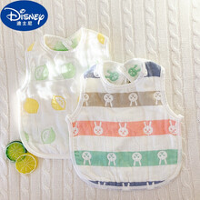 迪士尼（Disney）0-3岁小孩吃饭用的婴儿围嘴宝宝纯棉6层纱布口水巾吃饭围兜小孩大号饭兜秋冬口水 2件装)大围嘴 兔头+柠檬 均码