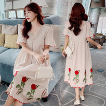 欣柏纶 孕妇装夏装孕妇裙夏季夏天外穿孕妇连衣裙宽松大码孕妇裙子孕妈装 图片色 S