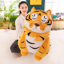 抖音同款老虎公仔毛绒玩具女孩陪睡公仔仿真白虎玩偶布娃娃小号东北虎抱枕儿童节日生日礼物 小胖虎 57厘米