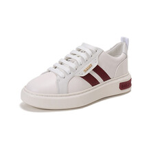 巴利 BALLY 女士皮质系带休闲运动鞋板鞋小白鞋白色红白条纹 MAXIM W 208 6237824 4/37码