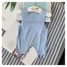 凯蒂猫 HELLO KITTY宝宝肚兜背心短袖背心式婴儿夏季薄款无骨痕随心裁连体哈衣 气质蓝 号码偏小 59cm