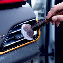 梦达康汽车美容空调出风口清洁内饰缝隙细节刷车用软毛细节刷除尘刷工具 实木波斯毛内饰软毛刷【二支】