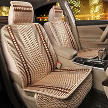 夏季汽车坐垫冰丝凉垫五座全包围座套四季通用小车座椅套透气座垫yx 米色 【D款】正副驾驶舒适版