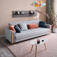 全友家居 北欧简约布艺沙发床 可拆洗面料仿棉麻三人位布艺沙发客厅家具102551 A布艺沙发(三人位)