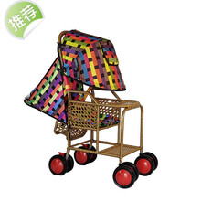 婴儿推车轻便宝宝夏季竹藤编手推车小孩可坐躺折叠小儿童藤椅双向 【店长推荐】侧编可躺+加大棚+彩虹垫