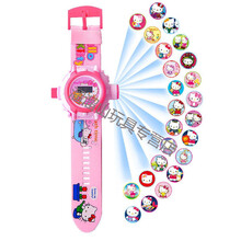 奥特曼蜘蛛侠电子儿童卡通投影手表男女孩创意礼物 KT猫24投影