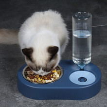 茨格曼 宠物狗碗【蓝色大号】狗盆猫碗猫盆猫咪狗狗自动饮水喝水用品泰迪狗食盆双碗饭盆