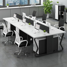 尊黎 升级新款办公桌 职员桌白色现代简约员工屏风卡座工位单人2人四人6人位电脑桌办公桌椅组合培训桌 珍珠白色 桌上线盒