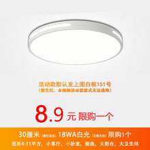 LED吸顶灯 卧室灯客厅灯 简约现代大气超薄圆北欧餐厅阳台过道灯具 30厘米18WA白光LED活动款(限1个)