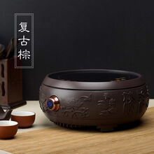 京江 电陶炉茶炉家用静音定时智能玻璃壶套装烧水泡茶迷你光波炉煮茶器 复古棕