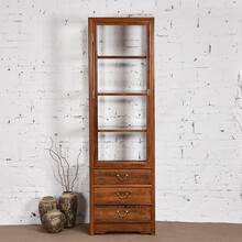 明禧名居红木家具非洲鸡翅木（学名：非洲崖豆木）酒柜红酒柜实木陈列柜工艺品玻璃展示酒水柜古玩展示柜 单个（60长*40宽*198高）