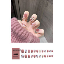 美甲贴片可拆卸假指甲长款新娘学生成品指甲贴片甲片美甲可穿戴式网红美甲持久假指甲反复指甲壳贴 AG40