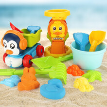 泰芬乐宝宝儿童海边企鹅小黄鸭沙滩玩具车戏水玩沙挖沙铲子沙漏工具亲子互动便携套装儿童生日礼物