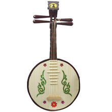 新舞蹈道具琵琶中阮民族阮柳琴秦琴月琴乐器实木纯手工cos拍照摄 绿色印花