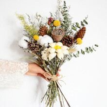 薰衣草干花 送女友老婆七夕礼物ins满天星薰衣草文艺干花花束拍照道具风干服装店装饰挂件 松果莲蓬富贵花