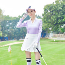 TTYGJ高尔夫服装女士长袖T恤衫V领修身显瘦运动紫色春夏上衣球服饰 紫色 S