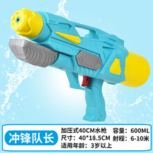 新款儿童抽拉式水枪玩具戏水泼水节漂流大号容量高压喷水枪打水仗神器 加压式-蓝色色40cm(送豪华礼包) 标准配置